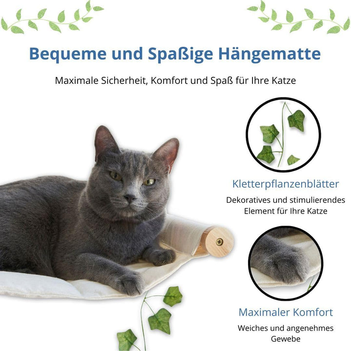Katzenbett Wand - Elegante und stabile Katzenhängematte - Katzenliege für Katzen bis 12kg - Kletterw