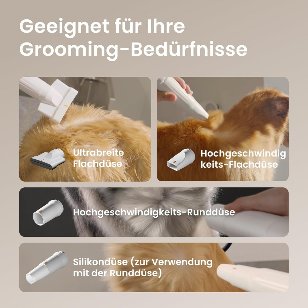 JirPet Hundefön mit Doppelmotor, 5,0 PS und 130 m/s Hochgeschwindigkeits-Hundetrockner für Hunde, Ha