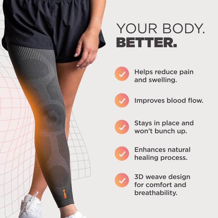 Incrediwear Inc Leg Sleeve Charcoal Single - XL Charcoal Extra Large, Charcoal Extra Large