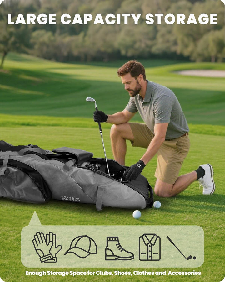 OutdoorMaster Gepolstert Golf Reisetasche mit Verstärkte Räder, 900D Heavy Duty Oxford Abriebfestigk