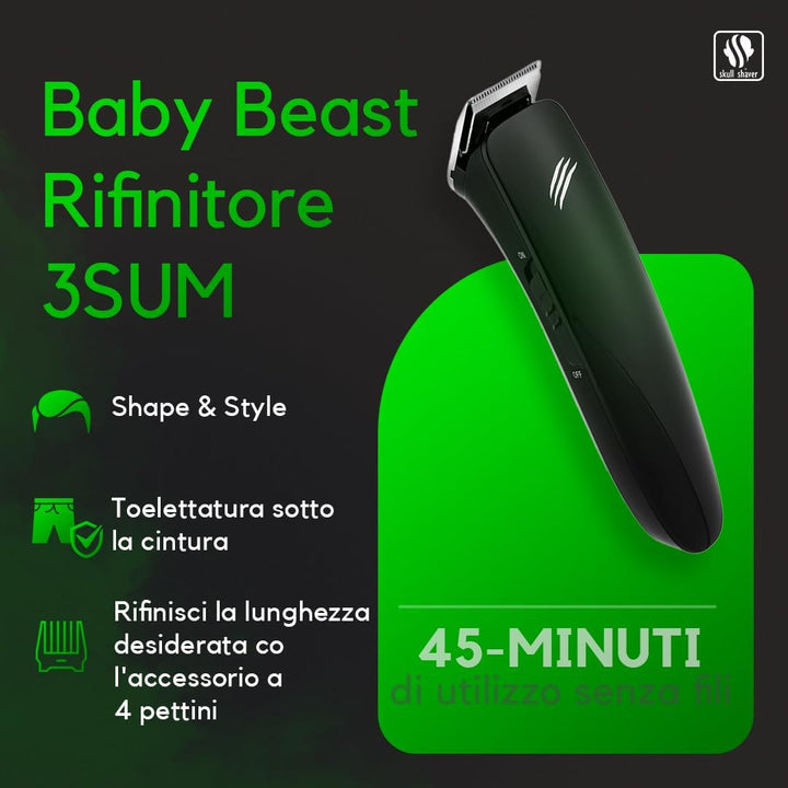 Skull Shaver - Baby Beast Trimmer 3SUM - Herrenpflege-Set - Mit 3 Klingen-Aufsätzen & Kompaktem Desi