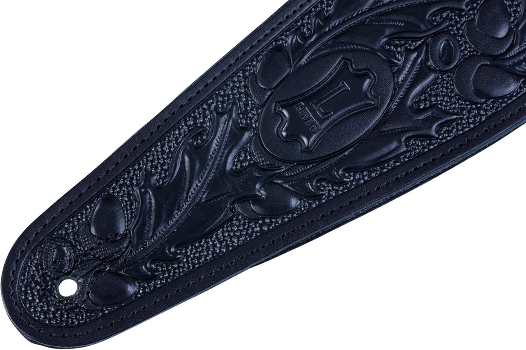 Levy's Leathers PM44T01-BLK Gitarrengurt, gepolstert, Leder, Eichel- und Eichenblätter-Design, 7,6 c