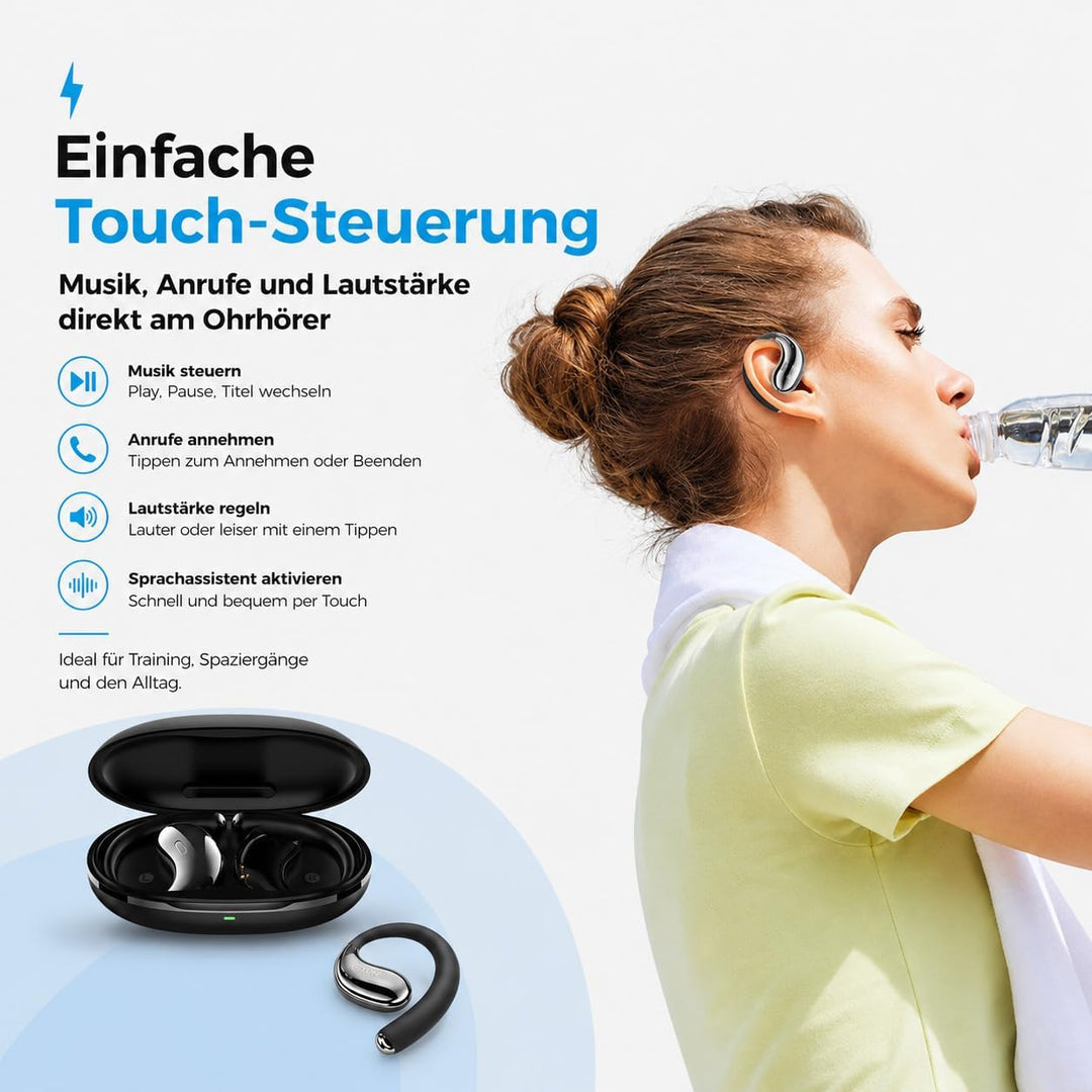 Micool Open-Ear Kopfhörer Bluetooth 6.0, Clip-On Ohrhörer Kabellos mit 36H Spielzeit, Geräuschreduzi