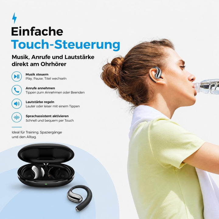 Micool Open-Ear Kopfhörer Bluetooth 6.0, Clip-On Ohrhörer Kabellos mit 36H Spielzeit, Geräuschreduzi