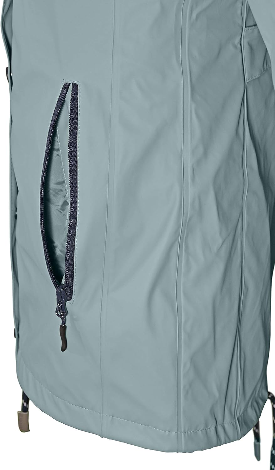 MADSea Damen Regenmantel Friesennerz gestreiftes Innenfutter Lindgrün 38 hellblau, 38 hellblau