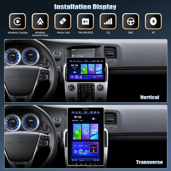 CAMECHO Autoradio 1 Din mit 10.1 Zoll Wireless A-pple Carplay Android Auto mit Rückfahrkamera, Bilds