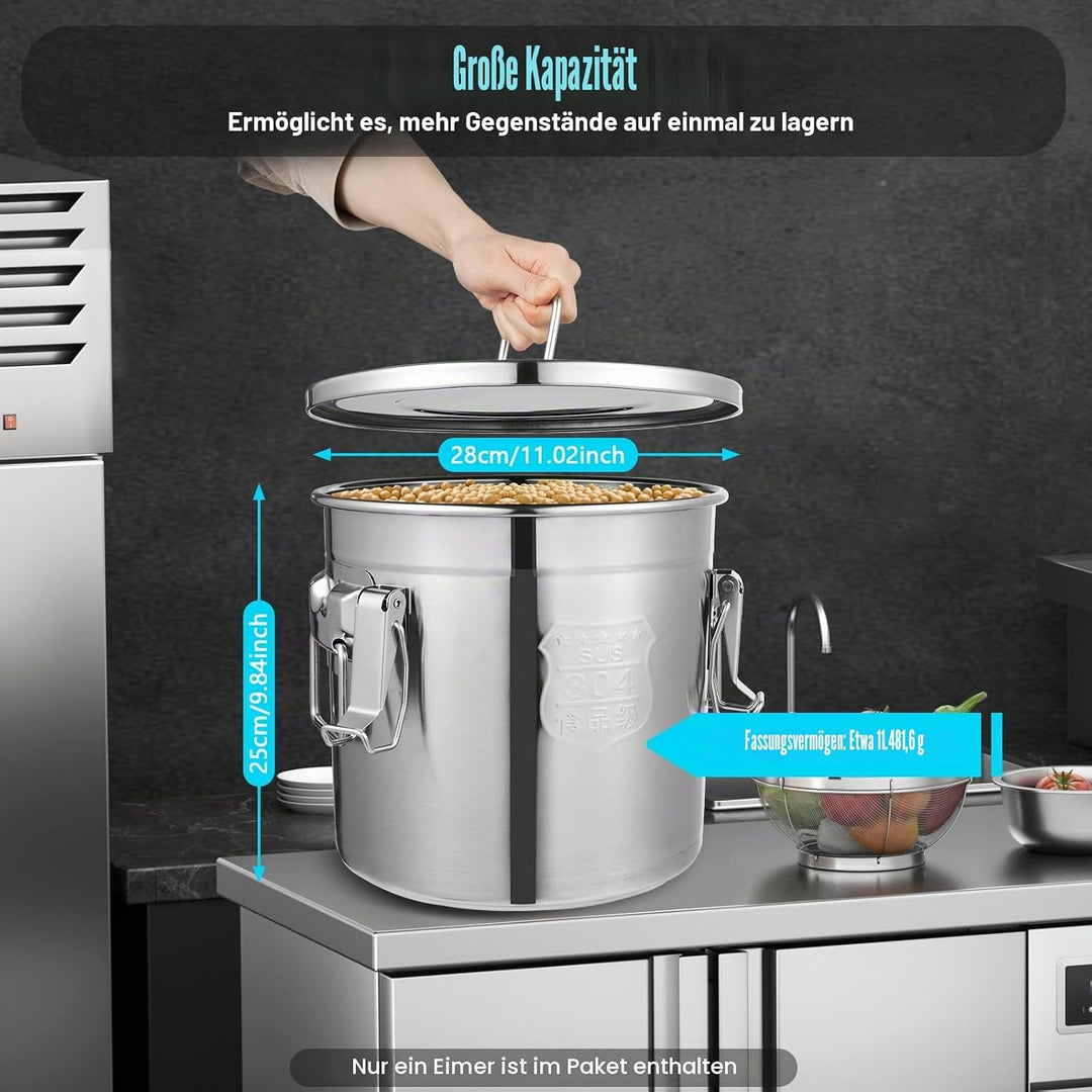 Froulaland 304 Edelstahl Getreidebehälter Vorratsdosen Mit Deckel Luftdicht Metall Küche Eimer Mit D