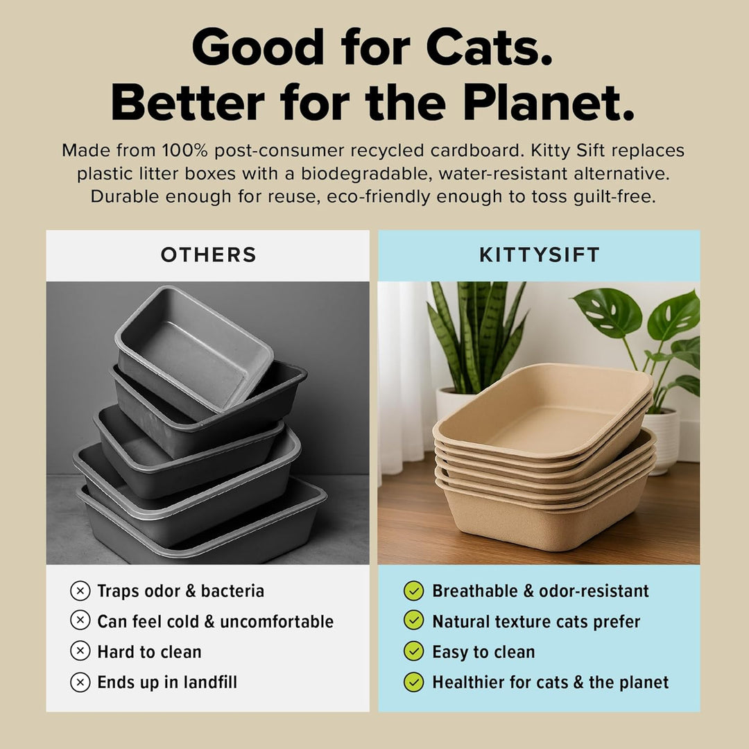 Kitty Sift (Set mit 1 Katzentoilette & 5 Siebeinlagen) Nachhaltig, sauber, Sieben, Einweg-Katzentoil