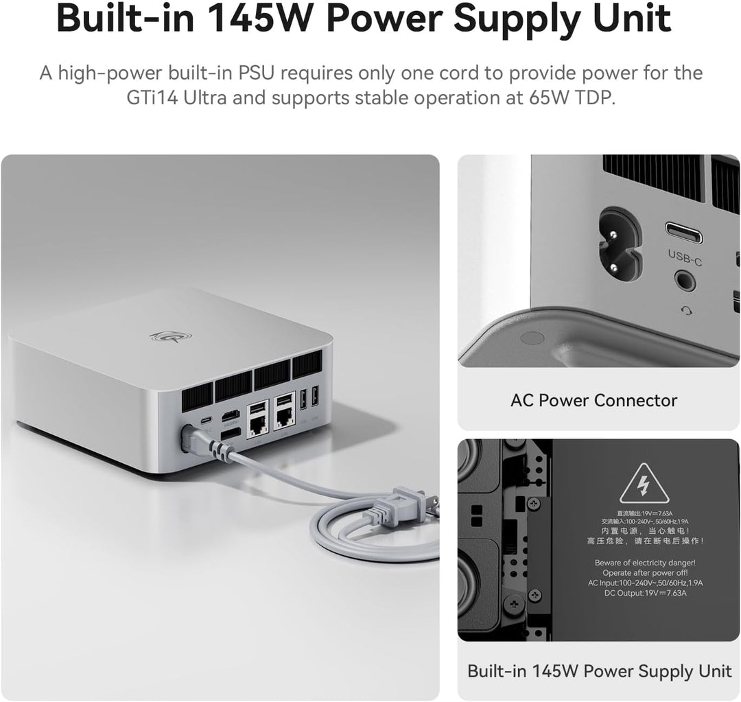 Beelink GTi14 Ultra Mini PC, Intel Core Ultra 9 185H (16C/22T bis zu 5.1 GHz), 32GB DDR5 1TB M.2 PCI
