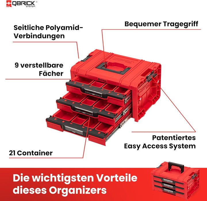 Qbrick System PRO Drawer 3 Toolbox 2.0 Expert RED ULTRA HD