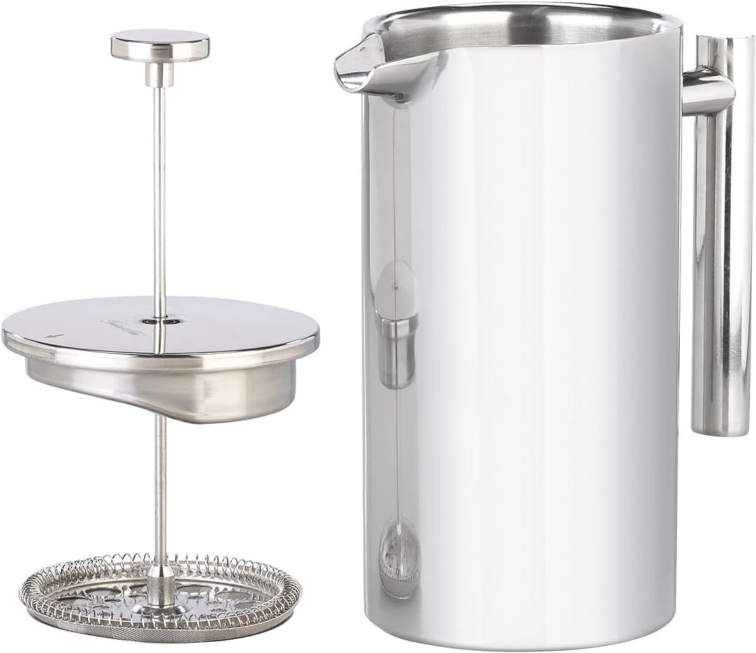Rosenstein &amp; Söhne Frenchpress-Kanne: 2er Set French-Press, 1,5 Liter, doppelwandig, Edelstahl (Fren