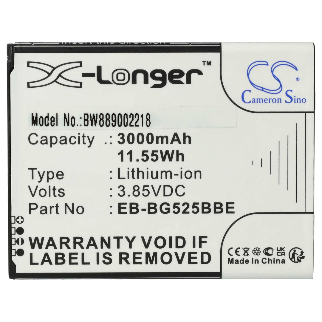 vhbw 1x Akku Ersatz für Samsung EB-BG525BBE, GH43-05060A für Handy Smartphone Telefon (3000 mAh, 3,8