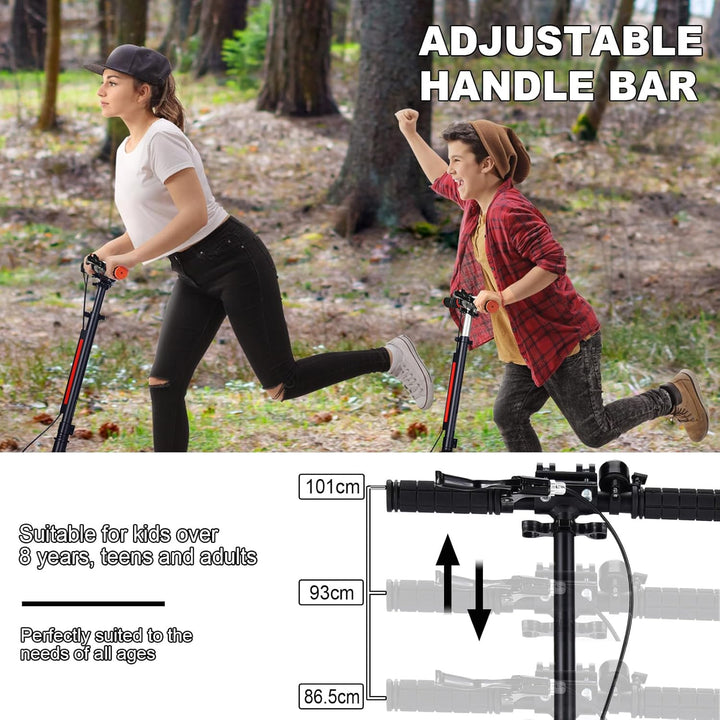 KOMFOTTEU Tretroller klappbar & höhenverstellbar, Scooter mit PU-Räder & Kingel, Kickscooter Cityrol