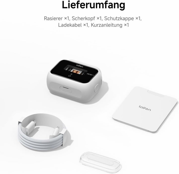 Laifen P3 Elektrorasierer, 3-Klingen-Folienrasierer, Weiss | 2×12.000 Schnitte/Min. Linearmotoren, N