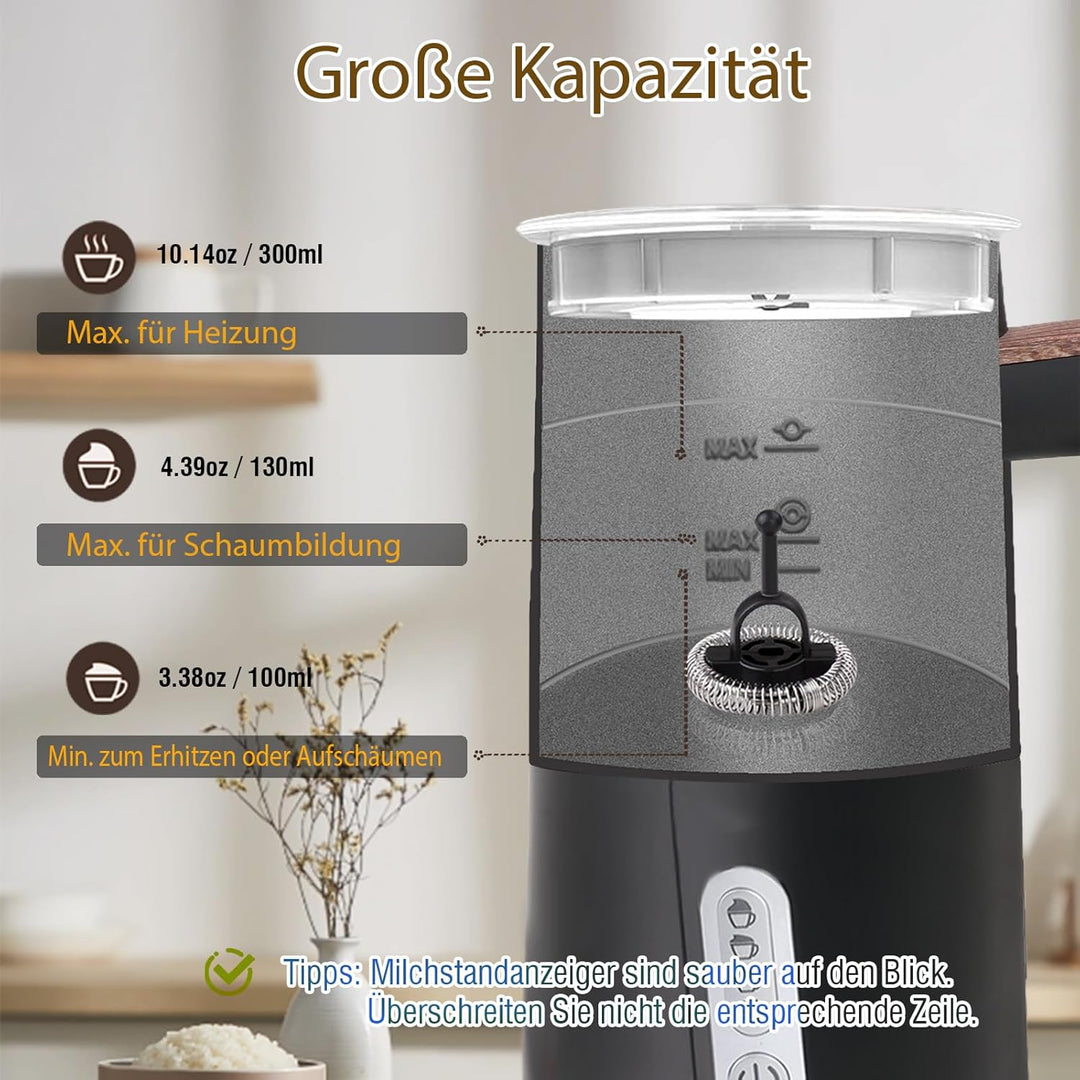 NESSGRAIM Elektrischer Milchaufschäumer 4-in-1 – Milchschäumer Elektrisch für heissen und kalten Mil