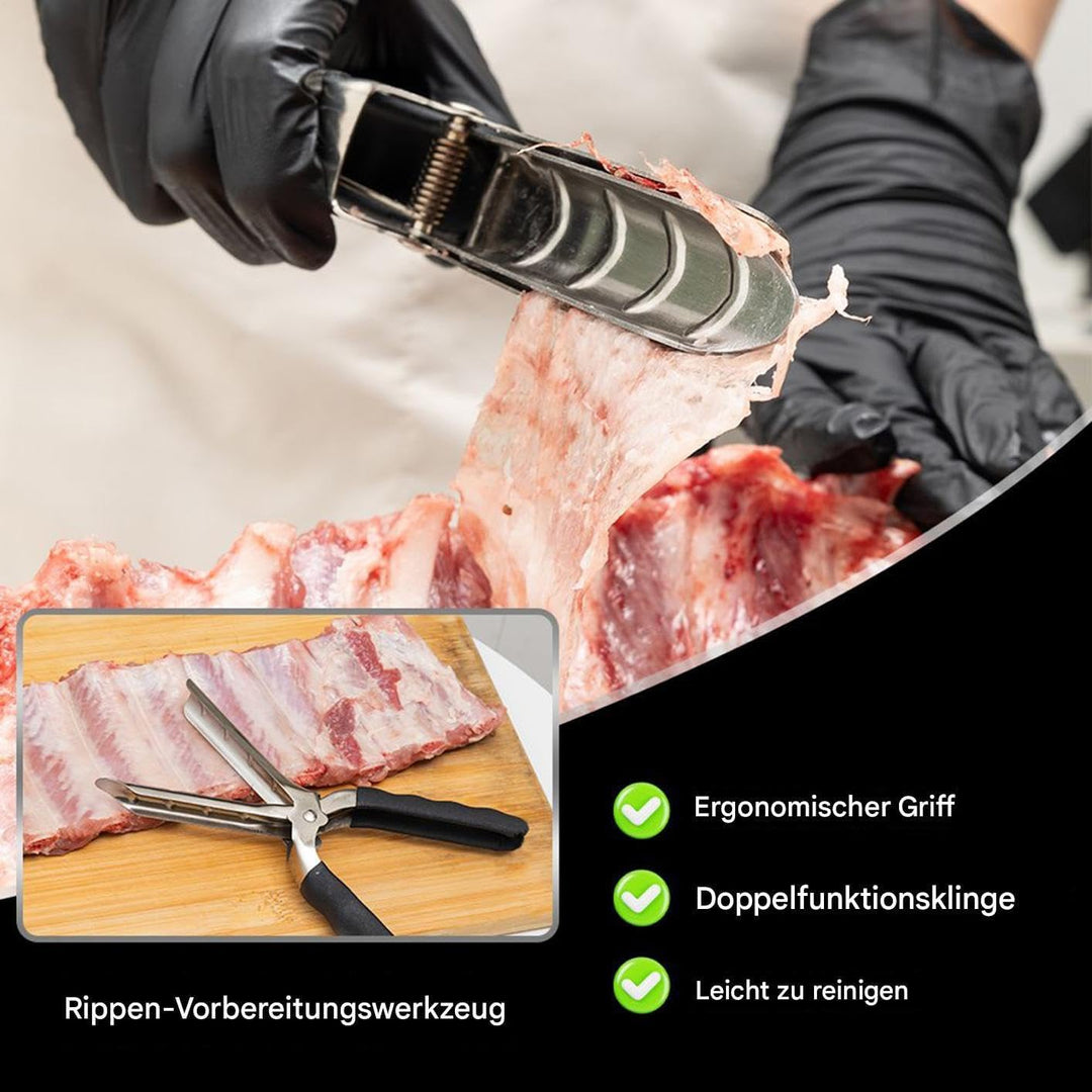 Generisch Rippenmembran Werkzeug,BBQ Rippenhaut Entferner Werkzeug - Edelstahl Küchenhelfer Ergonomi