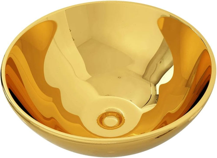 WIFESE Waschbecken 32,5x14 cm Keramik Golden Aufsatzwaschbecken Eckig Waschbecken Gäste WC Badezimme