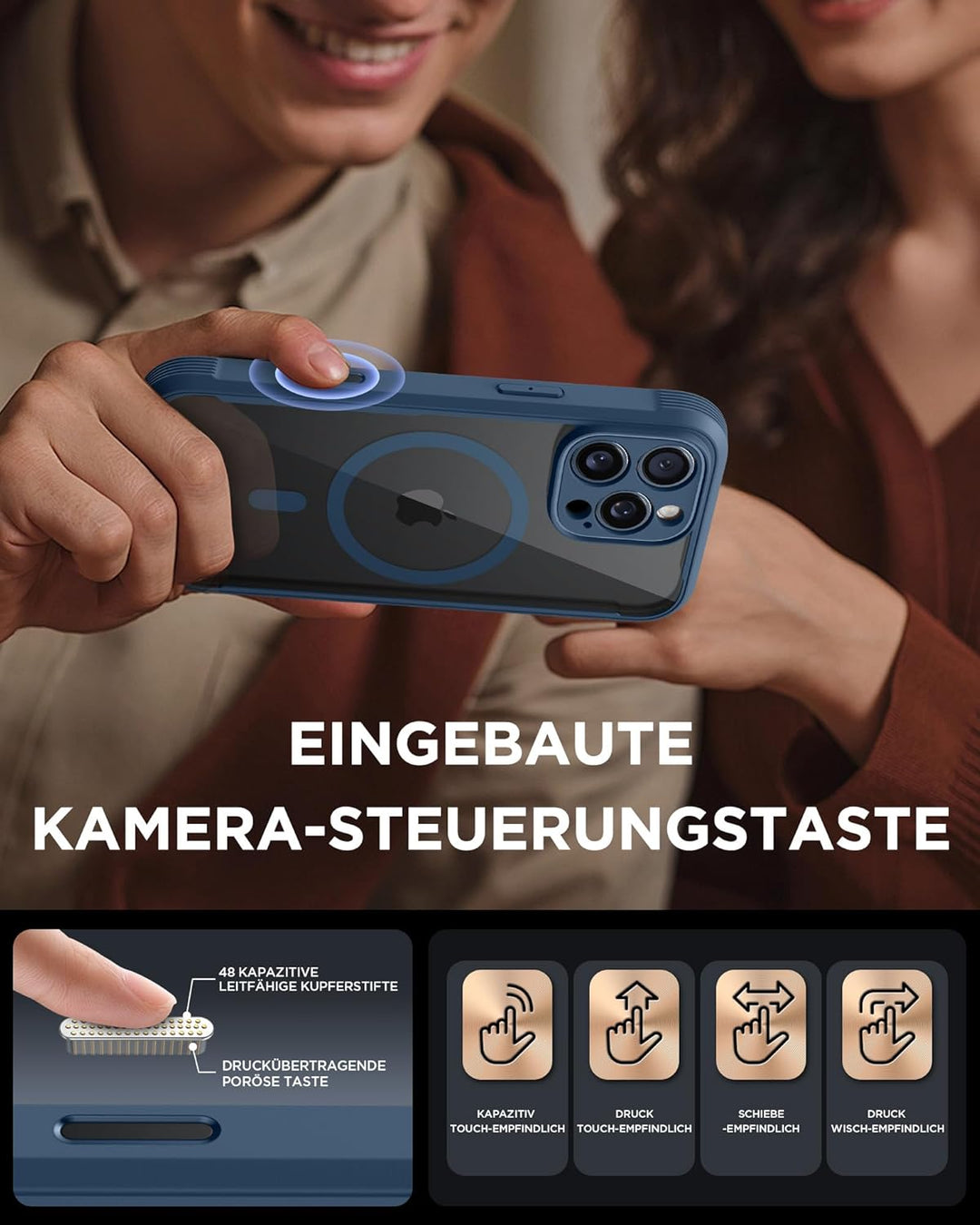 Miracase Glas Serie für iPhone 16 Pro Max Hülle mit Magsafe, [Zauberhafte Kamerasteuerung & 360 Mili