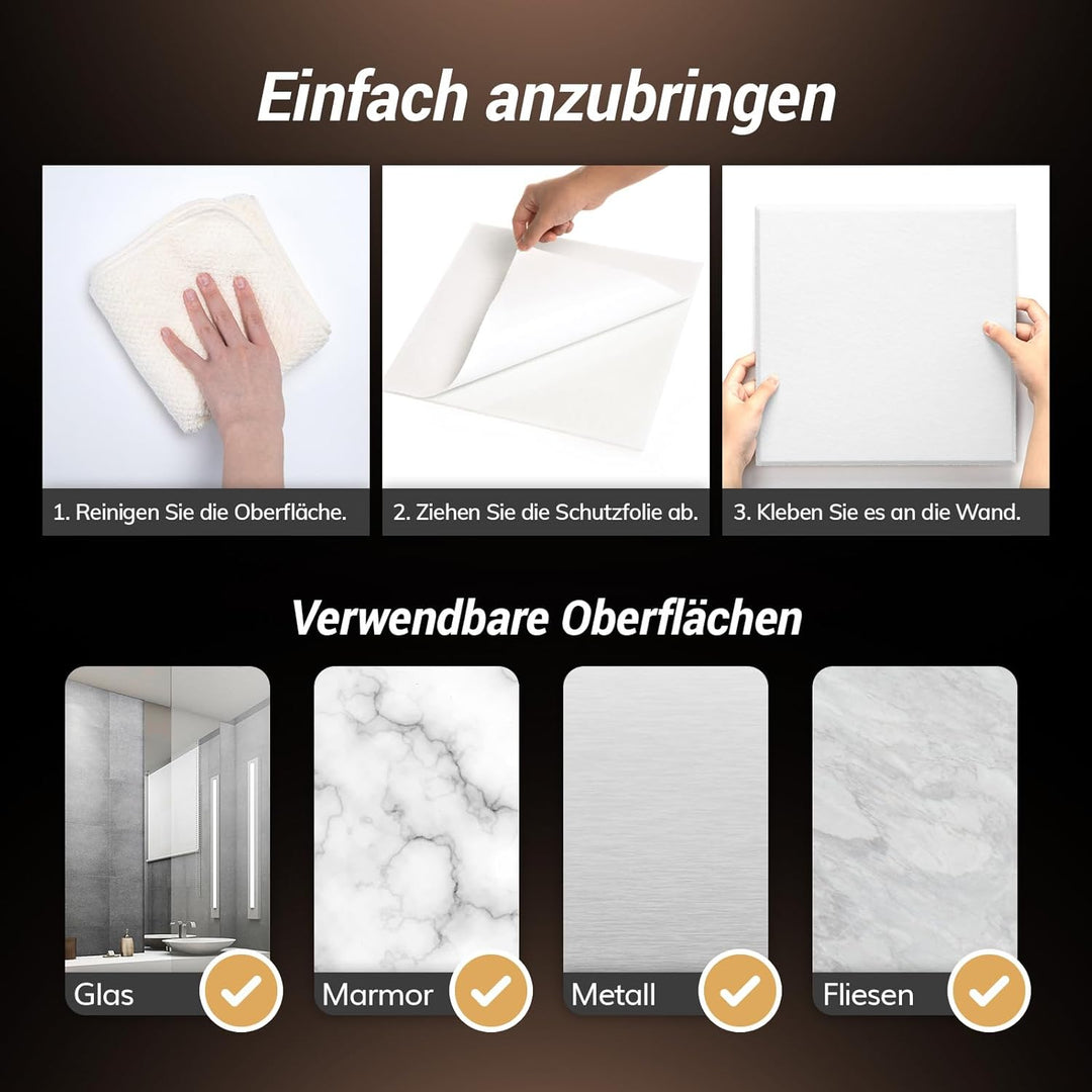 Quadratische Akustikplatten selbstklebend 36St., TONOR Schallabsorber Schallschutz mit Hochdichte Wa