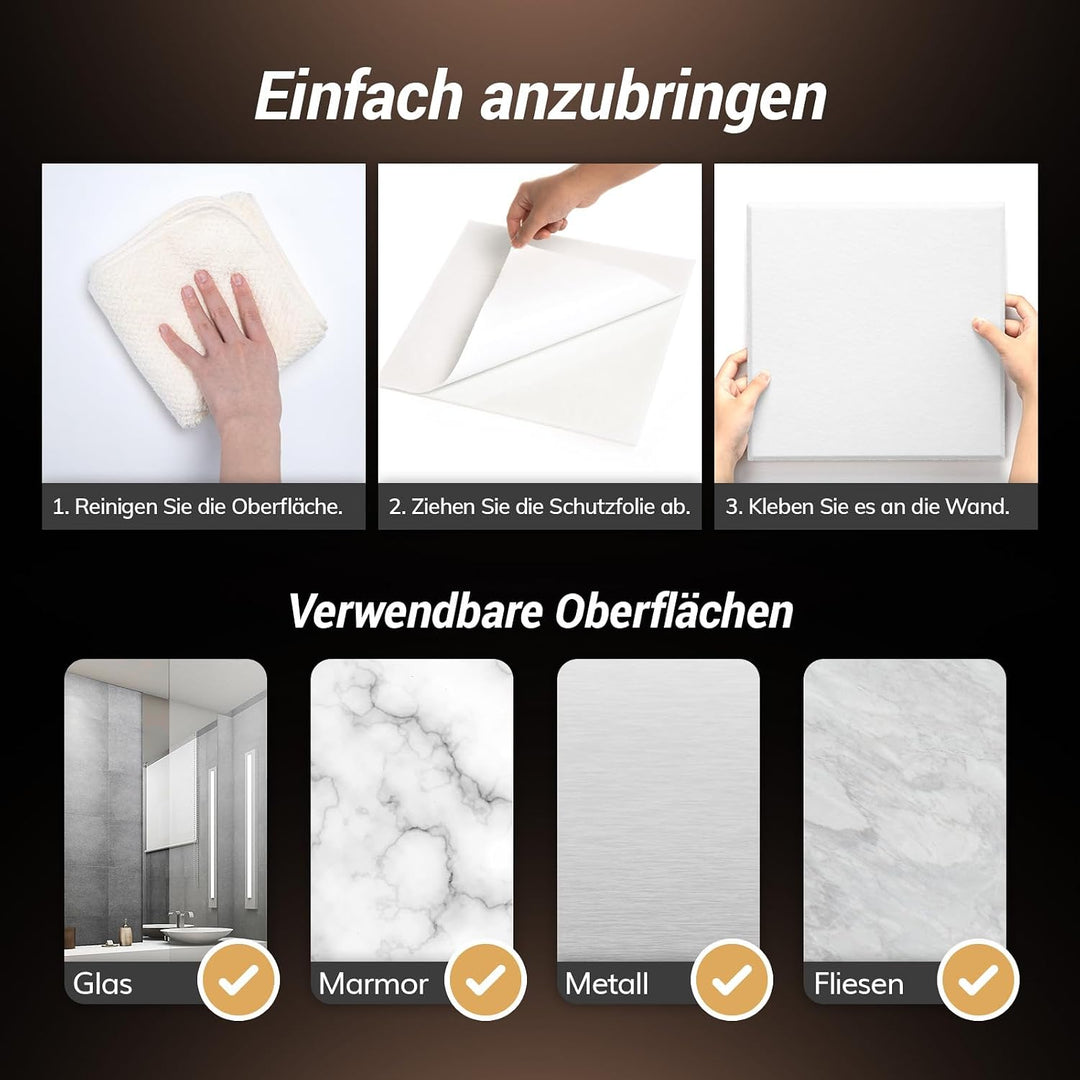 Quadratische Akustikplatten selbstklebend 36St., TONOR Schallabsorber Schallschutz mit Hochdichte Wa