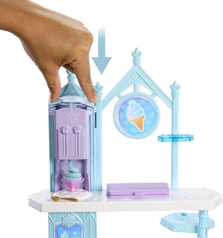 Disney Die Eiskönigin Spielzeug, Dessert-Spielset mit Elsa-Puppe, Olaf-Figur, Teig in 2 Farben und m
