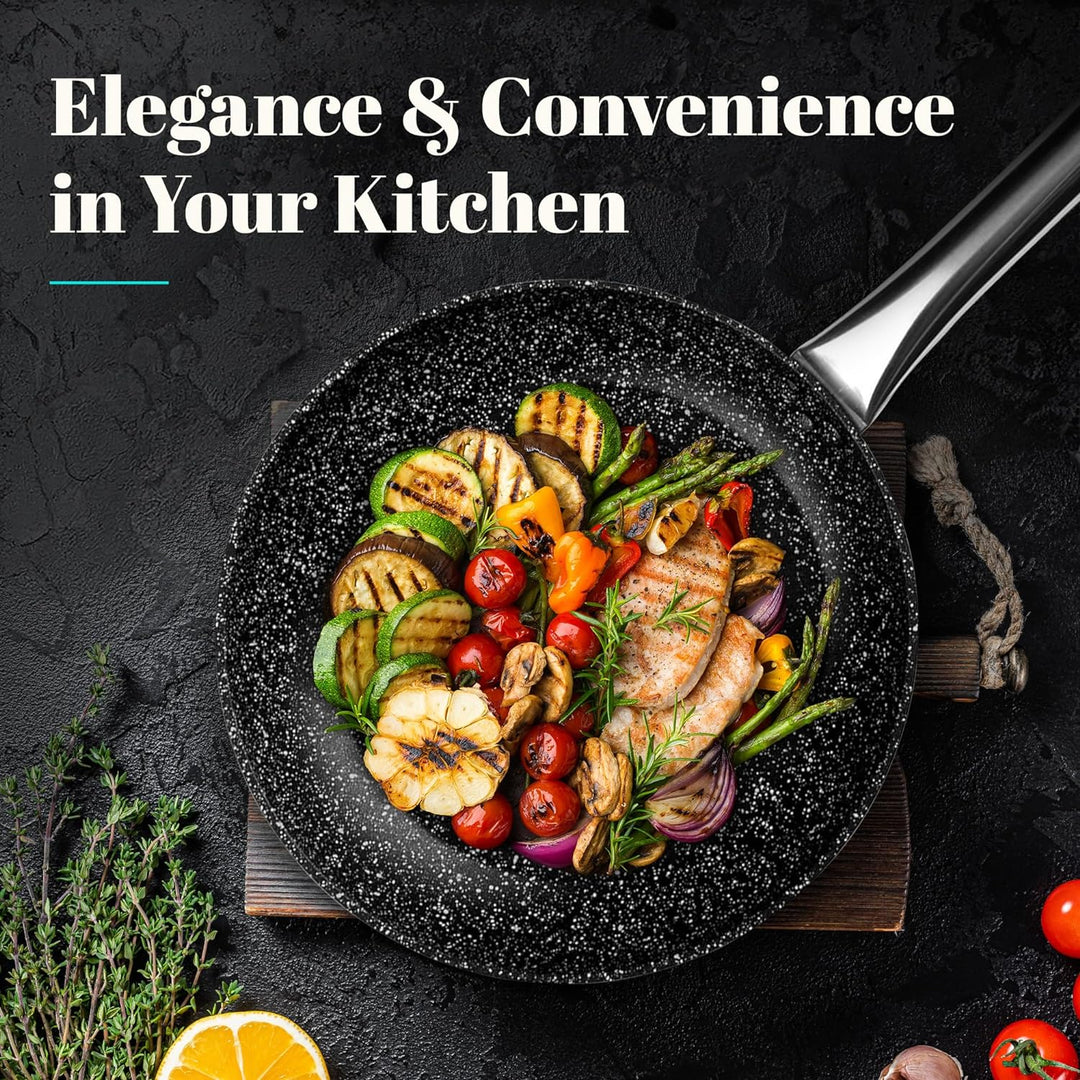 WECOOK! Professional Bratpfanne 24 cm, Ökologischer Antihaft-Stein ohne PFOA, Geschmiedetes Aluminiu