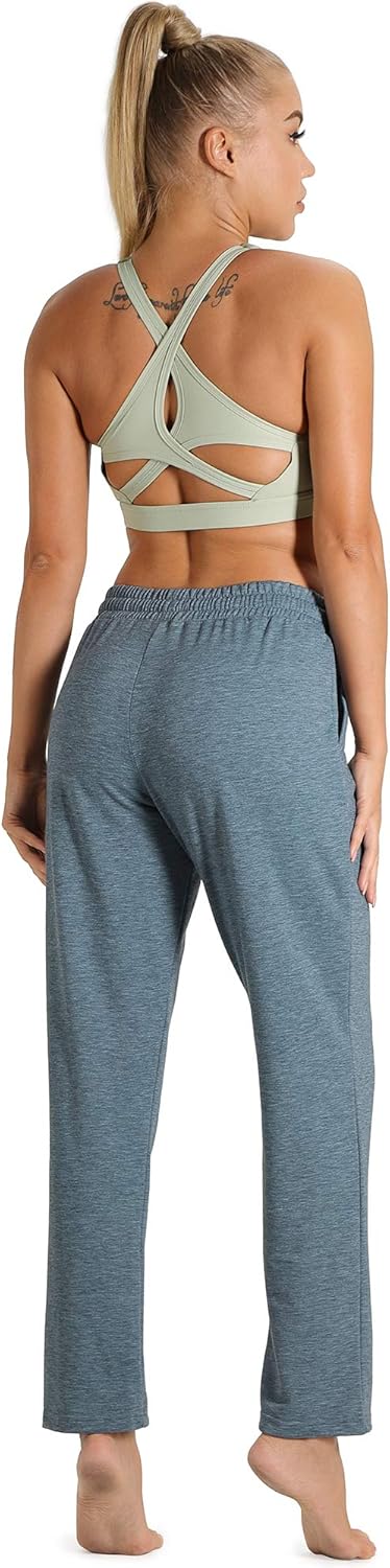 icyzone Damen Jogginghose Sweathose Lang Sporthose Freizeithose geradem Bein Hose mit Tunnelzug S Ma