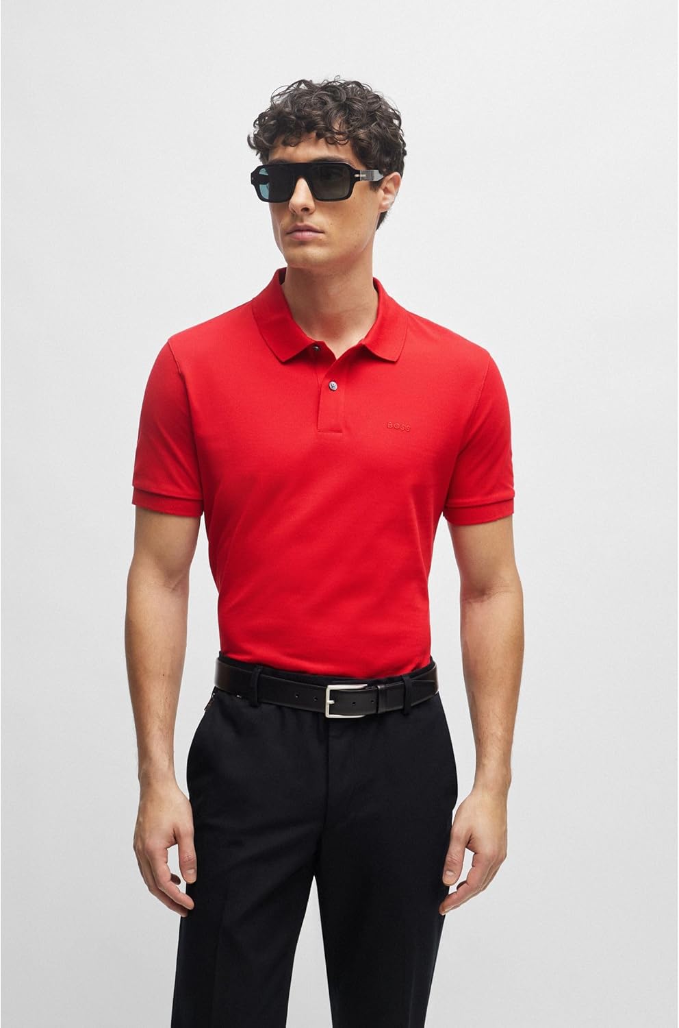 BOSS Herren Pallas Poloshirt aus Bio-Baumwolle mit Logo-Stickerei L Rot, L Rot