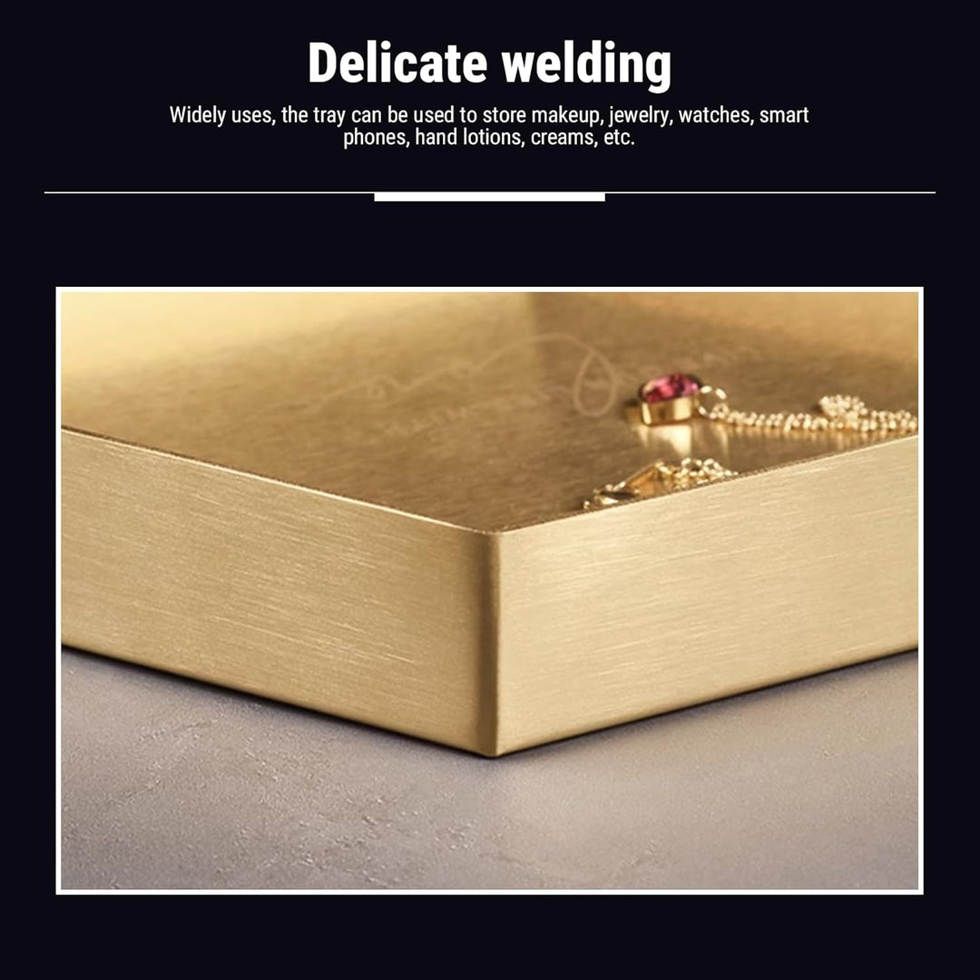 Deko Tablett Gold Tablett Rechteckig, Schmucktablett Edelstahl Badezimmer Tablett Dekotablett Schmuc