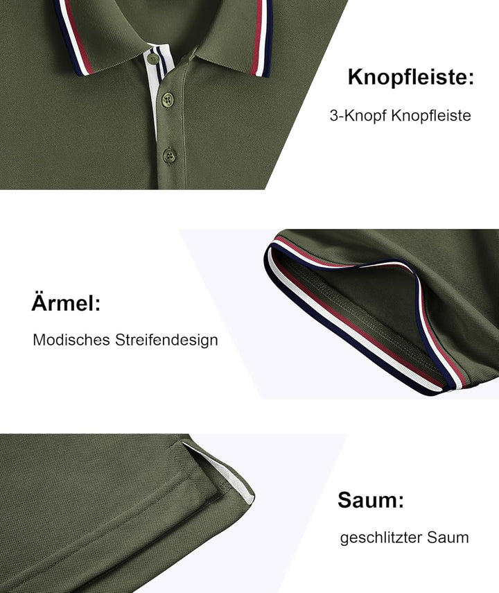 SPEEDRUN Polo Shirt Tshirt Herren Kurzarm Polohemd für Herren mit Brusttasche Slim Fit Sommer Schnel