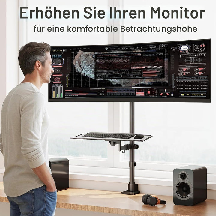 Monitor Halterung 1 Monitor 24-57 Zoll - Extra Hoch Höhenverstellbar Bildschirmhalterung, Monitor St