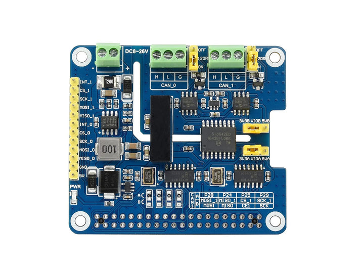 2 Kanal Isolierter CAN Bus FD Expansion HAT für Raspberry Pi, mit MCP2518FD CAN Controller und MCP25