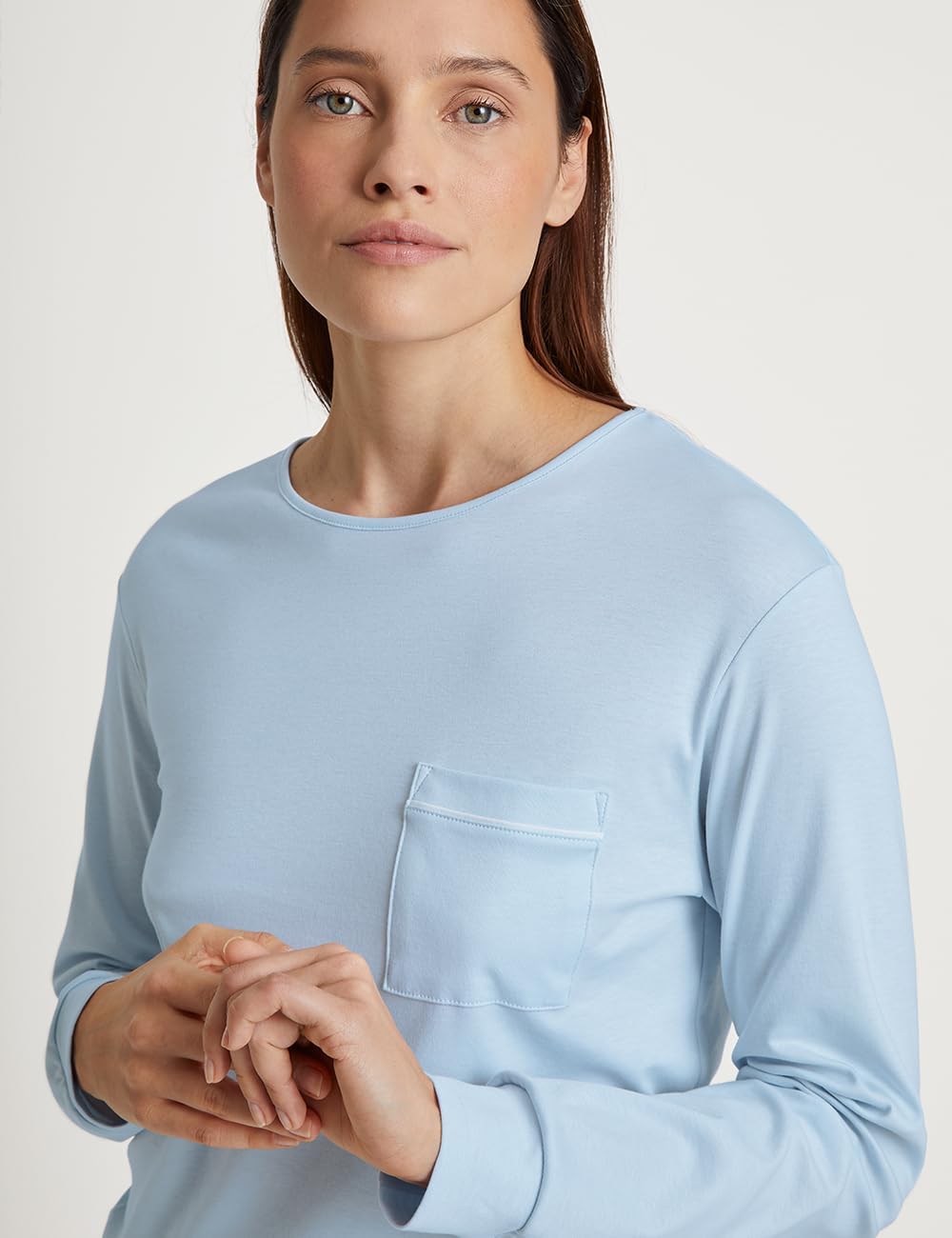 CALIDA Sweet Dreams Bündchen-Pyjama Damen, aus 100% Baumwolle, Hose mit stoffbezogenem Gummibund 36-
