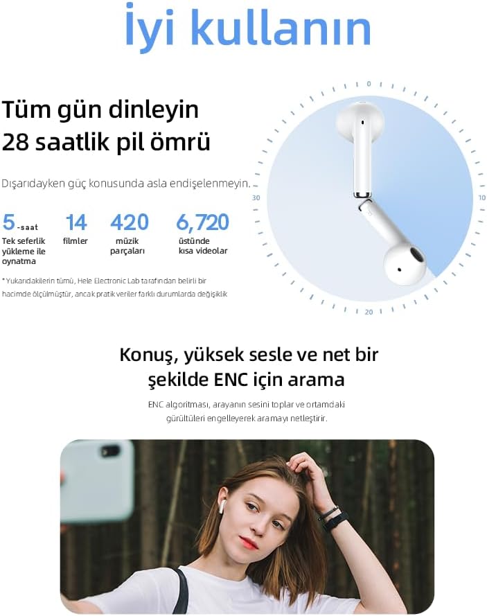 QCY AilyBuds Lite ENC Noise Cancelling Bluetooth 5.3 Wireless Kopfhörer - Schwarz