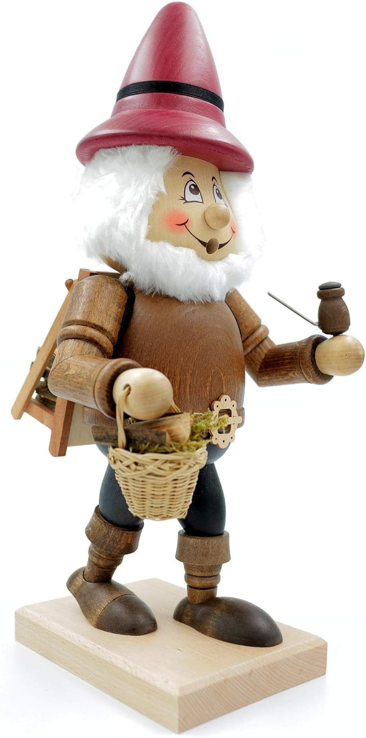 Kuhnert - Original Erzgebirgische Holzkunst Räuchermann Räucherfigur Wichtel 35cm - Holzsammler, Hol