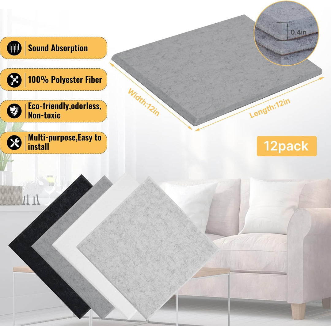 12 Stück Akustik Panel,Akustikplatten Selbstkleben,Schallschutzplatten Akustikpaneele Wand für Tonst