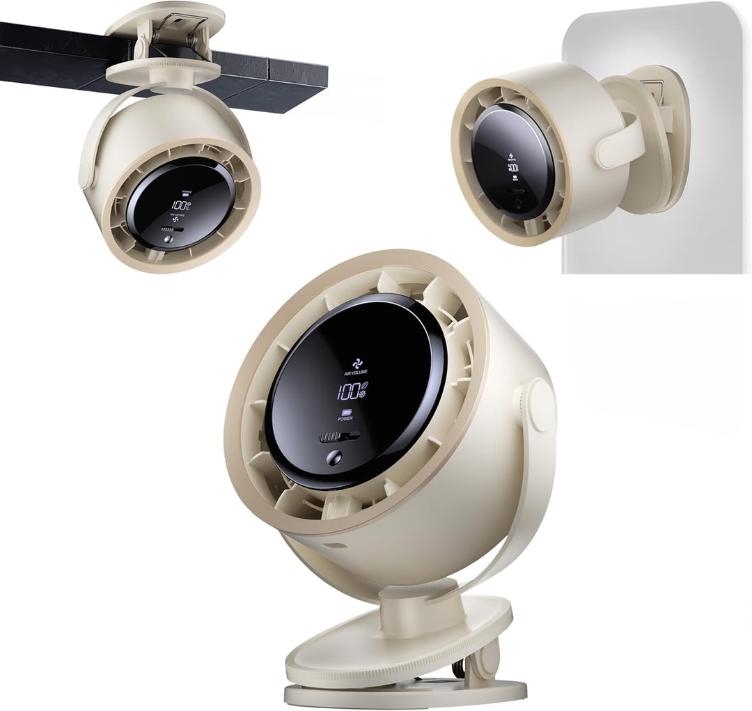 Quiet Clip Ventilator mit 100 Geschwindigkeitsstufen Drehschalter, Leiser Digitaldisplay Tragbarer V