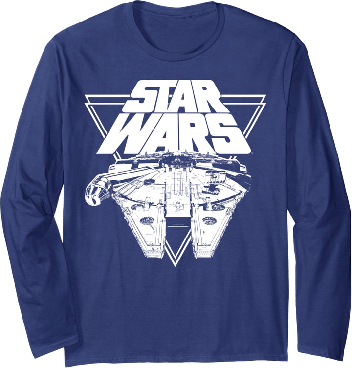 Star Wars Last Jedi Millennium Falcon Geometric Logo Langarmshirt