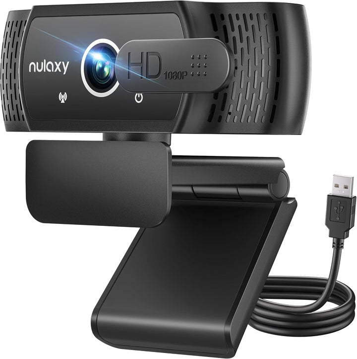 Nulaxy C900 Webcam mit Mikrofon, FHD 1080P Webcam mit Abdeckung, Webcam USB Plug & Play, Laptop PC K