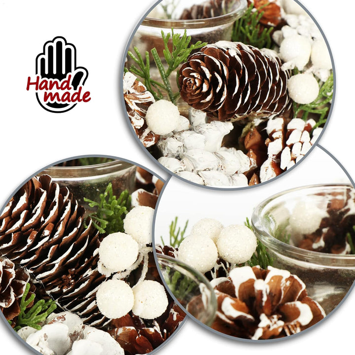 COM-FOUR® Adventskranz länglich, Kerzenständer Weihnachten für 4 Kerzen, Kerzenhalter, Adventsgestec