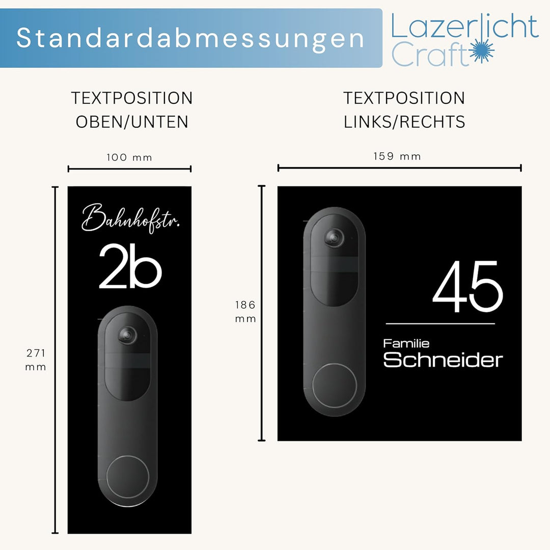 Klingelschild für Reolink Video Doorbell Battery D340B | Schwarz oder Anthrazit | Hausnummer, Hausnu