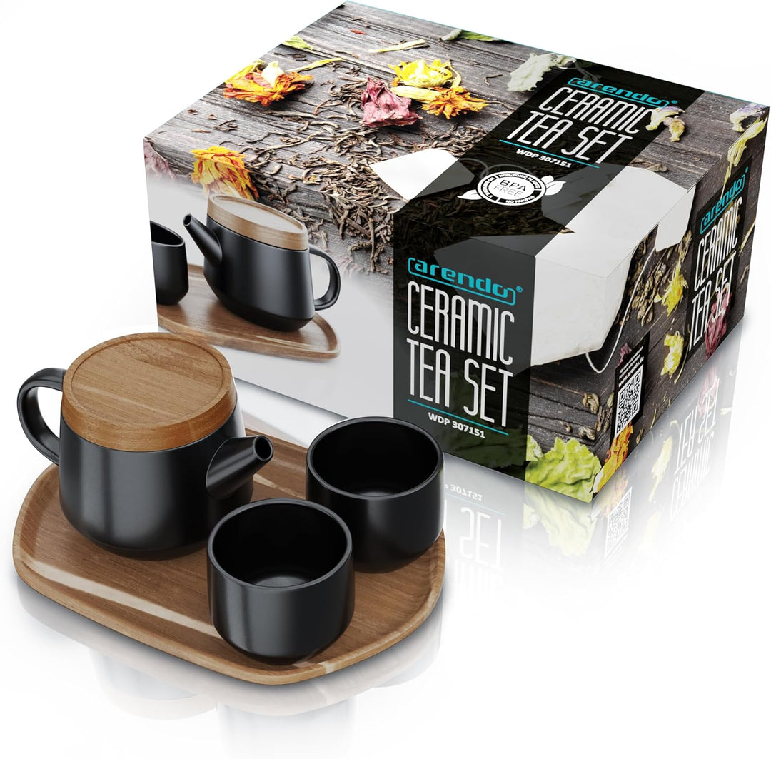 Arendo - Teeservice Set, Keramik Teekannen Set, Teekanne Porzellan, Japanische Teekanne mit Teesieb