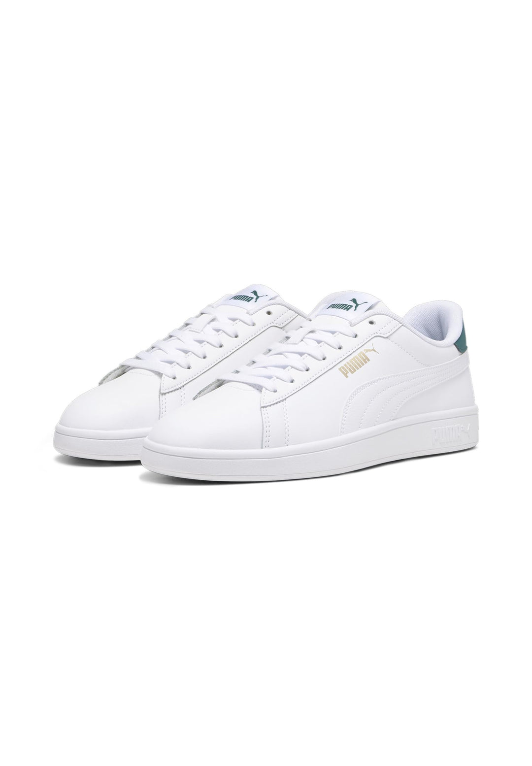 PUMA Herren Smash 3.0 L Sneaker 45 EU Puma White Malachite Puma Gold, 45 EU Puma White Malachite Pum
