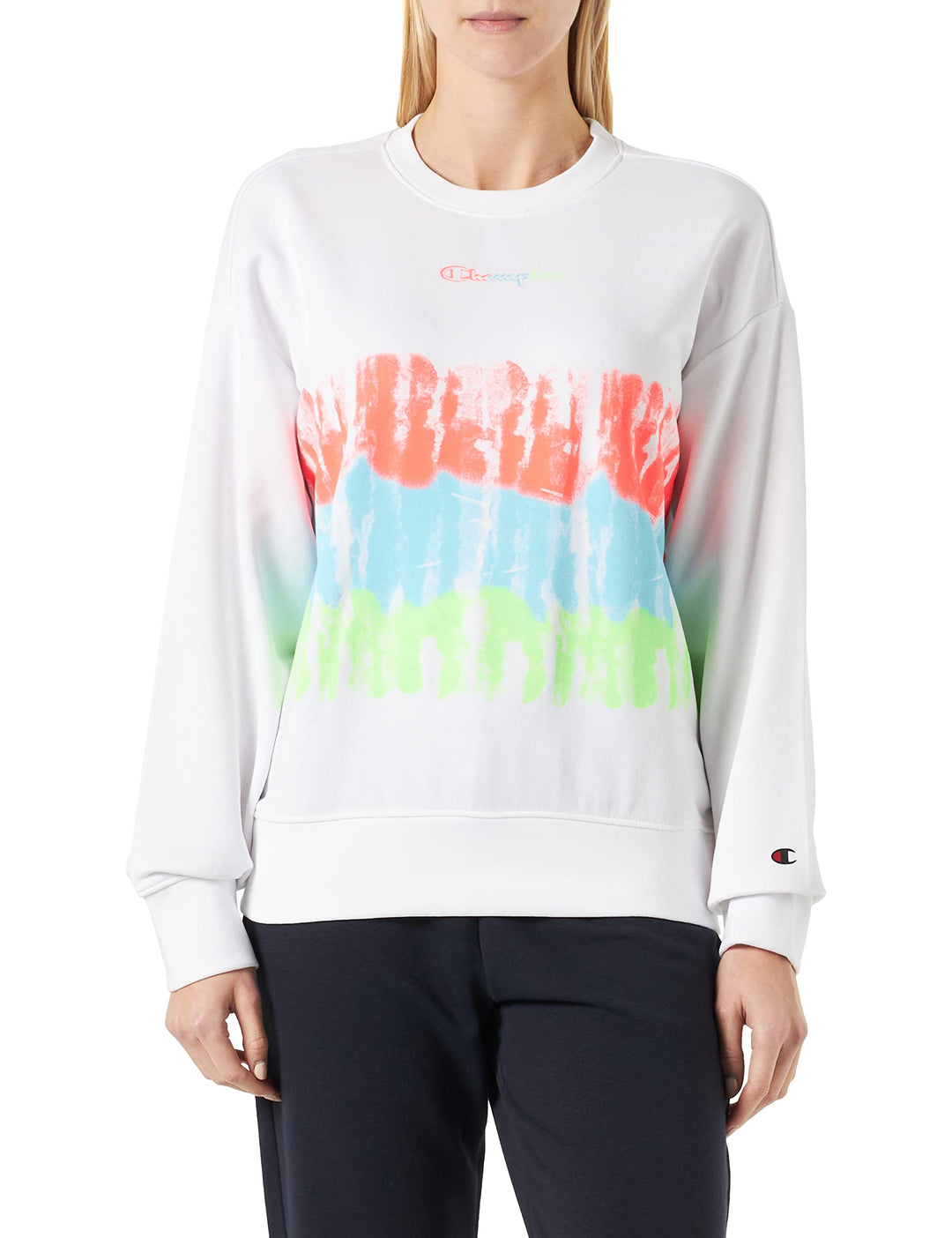 Champion Damen Legacy Color Ground Powerblend Small Logo Relaxed Crewneck Hoodie S Bianco, S Bianco