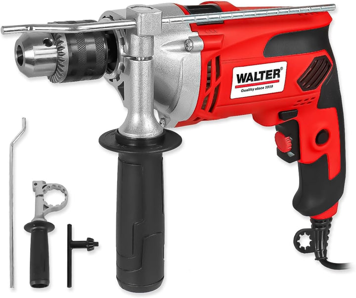 WALTER Schlagbohrmaschine (910 Watt, elektr. Drehzahlregelung, mit zweiten Handgriff, Tiefenanschlag