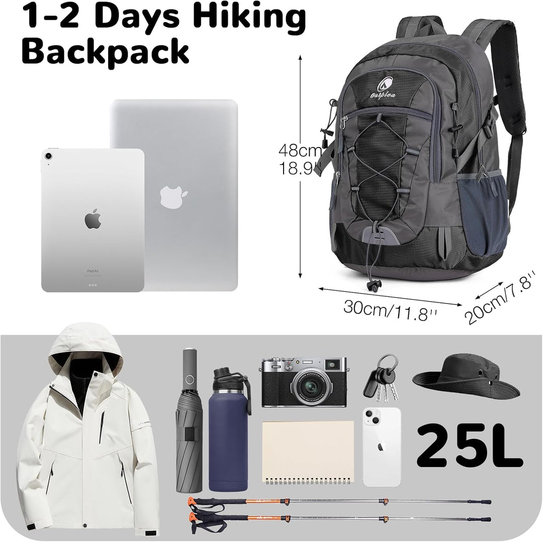 25L Wandernrucksack Damen Herren, Outdoor Rucksäcke Tagesrucksäcke, Wasserdichter Reiserucksack für