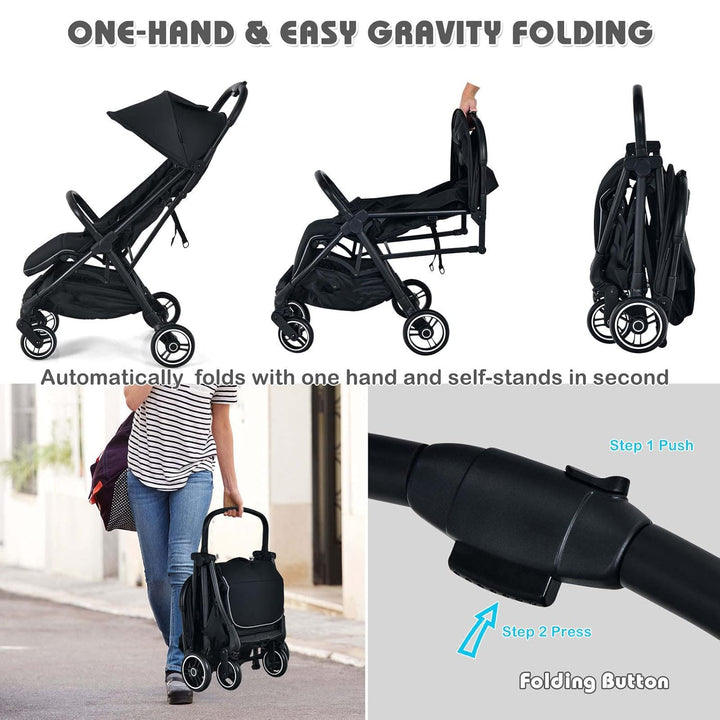 LIFEZEAL Klappbarer Kinderwagen, Kinderbuggy mit verstellbarer Rückenlehne, Buggy mit Schlaffunktion