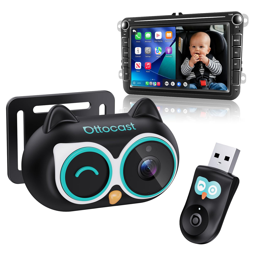 OTTOCAST Cabin Care, 2026 Neues Wireless CarPlay Adapter mit Kamera, Baby Auto Kamera, CarPlay Baby
