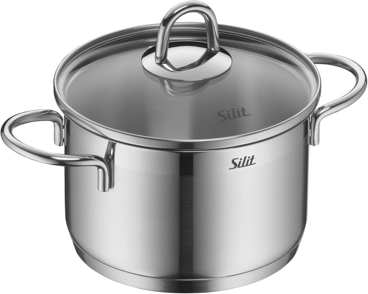 Silit Diamant Topfset 4-teilig, Töpfe mit Glasdeckel, Induktionstöpfe, Edelstahl poliert, Topf Induk