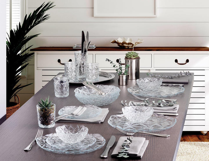 Pasabahce Estrella Set 2 Teller aus Glas, 20 cm, transparent, modernes und elegantes Design
